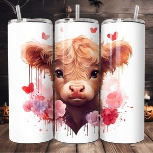 Handcrafted baby cow 20oz skinny tumbler
